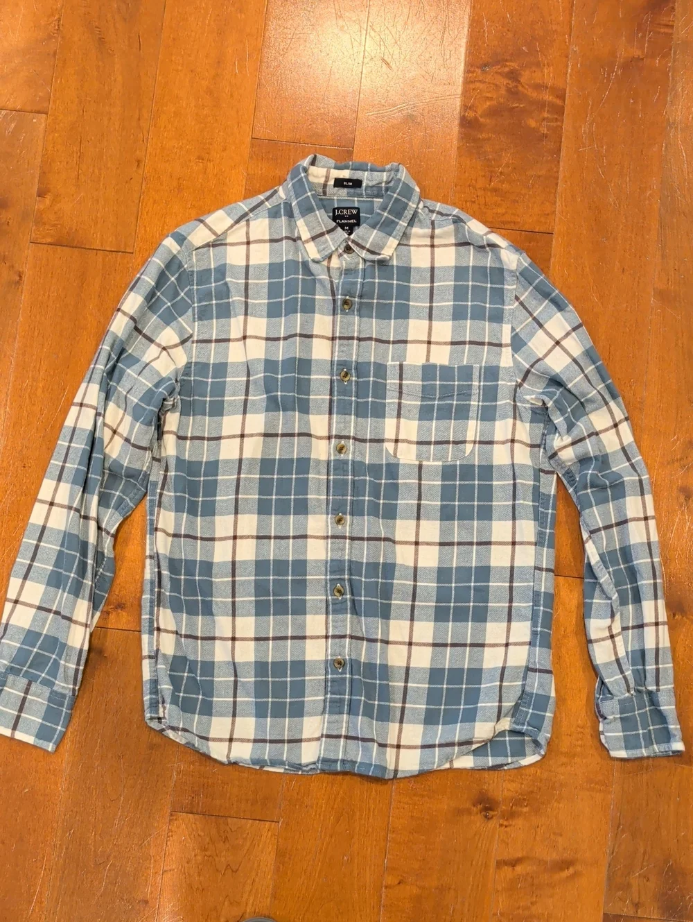 J. Crew Light Blue and White Plaid Button-Down Shirt